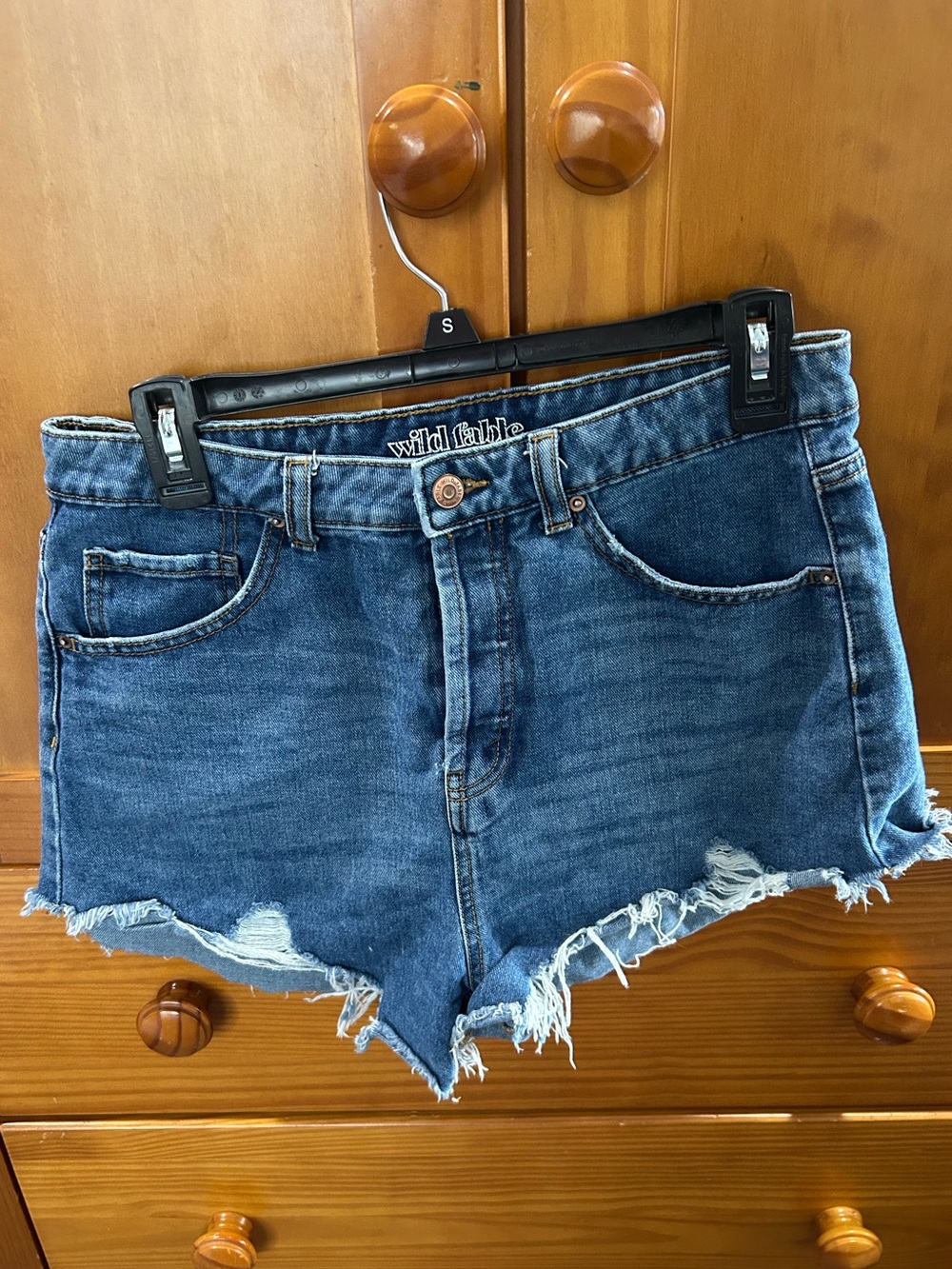 wild fable Distressed Dark Blue Denim Cutoff Shorts